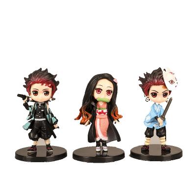 China Kids Toy Anime Demon Slayer 6pcs/set Kimetsu no Yaiba's Q Posket Kamado Tanjirou Kamado Nezuko Agatsuma figure toys 7cm for sale