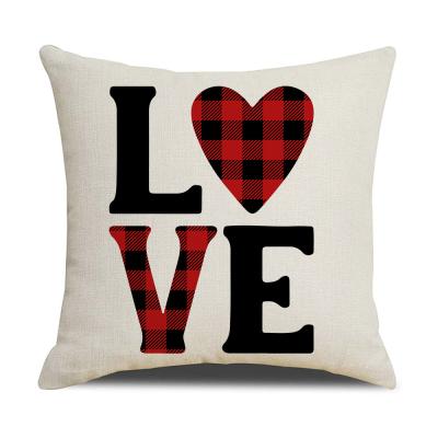 China New Pattern Soft Love Pillow Case Valentine's Day Letter Pattern Romantic Couples Cartoon Cushion Cover for sale