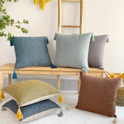 China New Arrival Sustainable Cotton And Tassel Cushion Cover Boho Cushion Cover Living Room Linen Decoration for sale