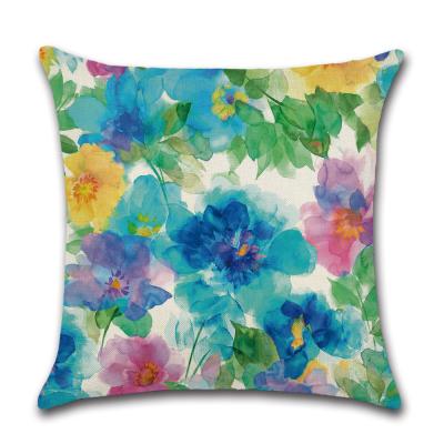 China Custom Printed Cheap Bulk Canvas Colorful Hotel Cushion Flower Print Cushion Cover For Living Room Sofa Bedroom for sale