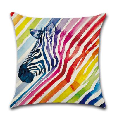 China Cheap Bulk Canvas Printed Hotel Cushion Cover Colorful Animal Custom Print Cushion Cover For Living Room Sofa Bedroom for sale