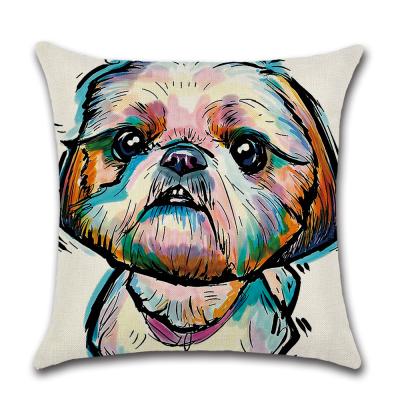 China Custom Printed Cheap Bulk Canvas Colorful Hotel Cushion Cover Dog Print Cushion Cover For Living Room Sofa Bedroom for sale