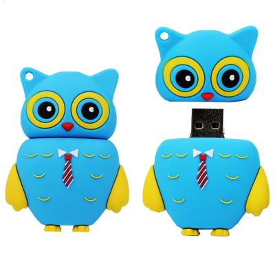 China Creative Anime 3D Soft Stereo Owl Doll USB Flash Drive PVC Casting Customized Animal Pendant Gift USB Flash Drive for sale