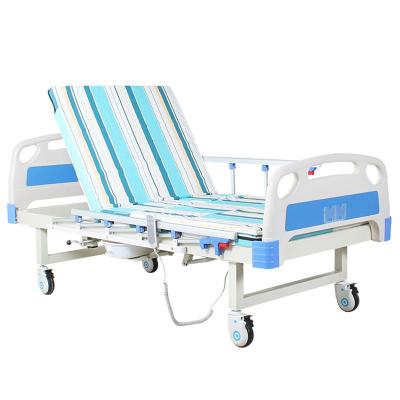 China Hostipal Hospital Furniture 2 Function Electric Hospital Bed With Overbed Toilet Electric Toilet 2 Function Patient Bed for sale