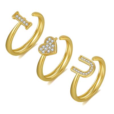 China FASHION Gold Plated I Love U Statement Ring Fashion Charms Cuff Letter Adjustable Open Rings For Women for sale