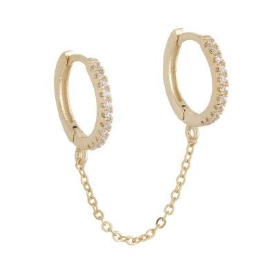 China Hiphop Gold Plated Handcuffs Shape Small Dangle Circle Earrings Hypoallergenic Tasty Zircon for sale