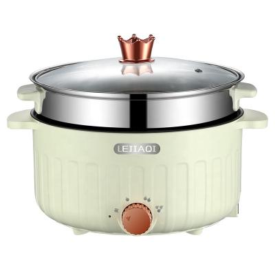 China Hotel Multi-function  Electric Hot Pot Double Handle Non-stick Pot with Steamer Dormitory Rental Small Power Cooking Pot for sale