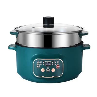 China Hotel Multi-function  Smart Electric Hot Pot Double Handle Non-stick Pot with Steamer Dormitory Rental Small Power Coking Pot for sale