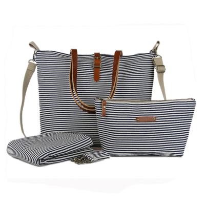 China DP0074 Wholesale Jacquard Fabric Baby Diaper Stylish Striped Tote Bag PACKING BAG for sale