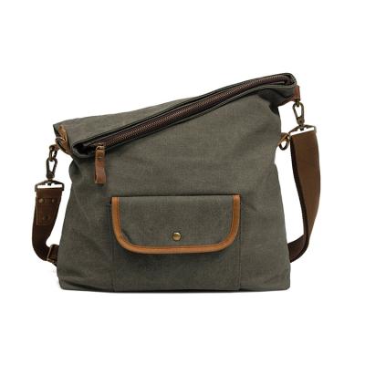 China New School 1MS0143 Comfortable Vintage Satchel Vintage Canvas Messenger Bag With Leather Bag With Leather Trim for sale