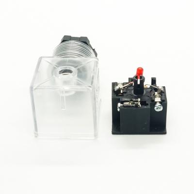 China DIN43650A Power Connector 2+1 White Transparent Ground With RED LED Light AC Voltage for sale