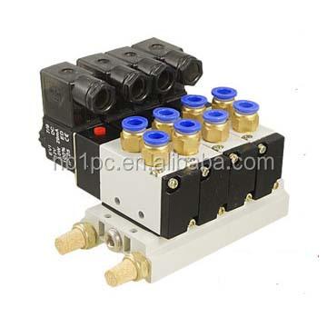 China 4V210-08 DC 24V W General Single Head 2 Position 5 Position 5 Solenoid Valve Base 4 Pneumatic Manifolds 24V W for sale