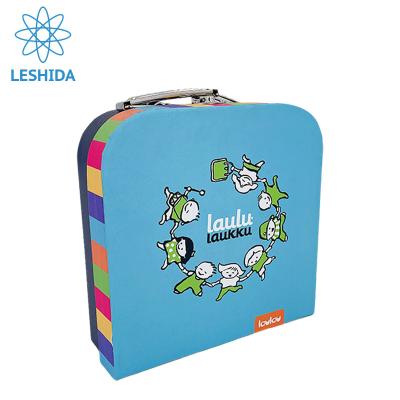 China Recyclable Custom Metal Handle Lock Design Suitcase Gift Box For Toy Cardboard Funny Suitcase Packing Paper Boxes With Full Color Printing for sale