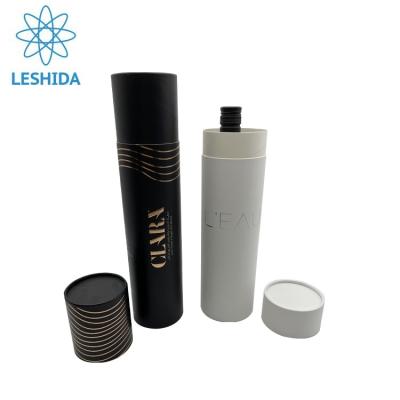 China Recyclable Recycled Paper Tube Customized Printing EVA Foam Inside Black Round Paper Box Packaging For Whiskey Wine Bottle for sale