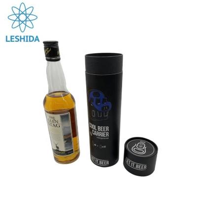 China Recyclable Black Paper Tube Packaging Logo Wine Bottle Paper Box Glass Bottle White Packaging Paper Tube For VODKA for sale