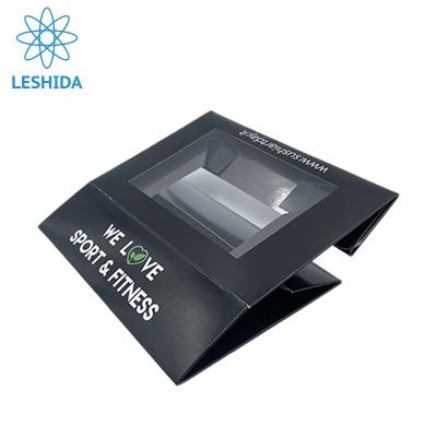 China 2021 New Design Recyclable Custom Color Black Foldable Paper Box With PVC Window Folded Paper Packaging for sale