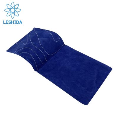 China Custom Recyclable Blue Color Velvet Drawstring Bag VIP Card Gift Pouch Custom Cosmetic Bag With White Logo for sale