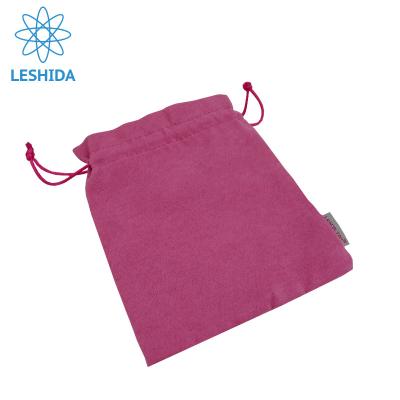 China Recyclable Pink Color Suede Velvet Drawstring Pink Color Perfume Pouch Cosmetic Pouch Velvet Gift Bags For Jewelry for sale