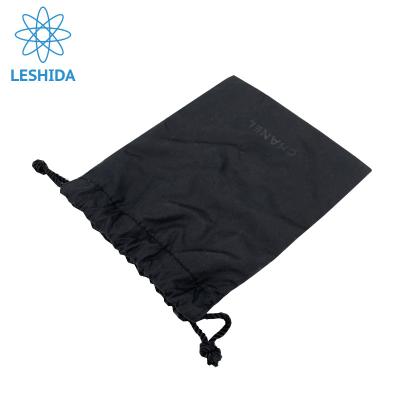 China Recyclable Luxury Black Small Drawstring Cosmetic Perfume Packaging Bag Velvet Nylon Pouch Bags Jewelry Pouches With Custom Logo for sale