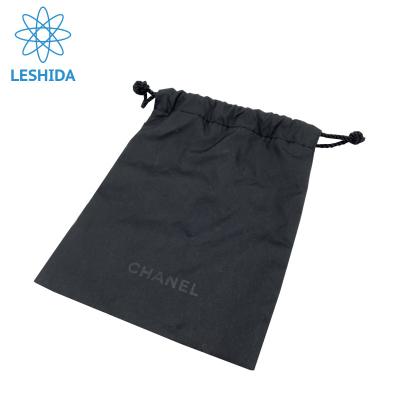 China Recyclable Color Drawstring Perfume Sample Pouch Packaging Velvet Drawstring Bag Black Polyester Gift Bags for sale