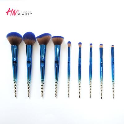 China wholesale 9pcs unique unicorn makeup set brush blue rose new custom logo skin-friendly style for sale