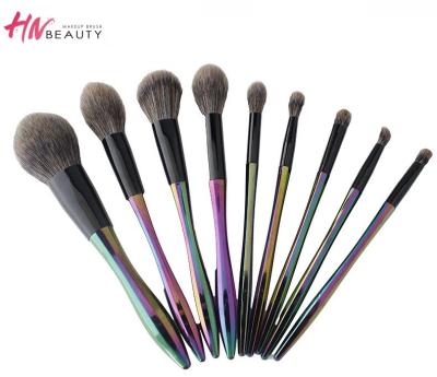 China Angular Blush Shiny Colorful Long Lasting Makeup Contagious Beauty 9pcs Rich Dense Set Brush Logo Packaging Custom Made for sale