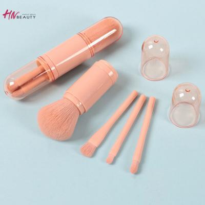 China Angular Blush Makeup Brush 4 in 1 Synthetic Travel Acceptable Casual Private Label Hair Eyeshadow Portable Makeup Brush for sale