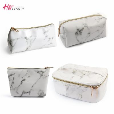 China Makeup Packaging Customized Square Shape PU Leather Women Pinch Bag Cosmetic Beauty Pouch Marble Make Up Bag for sale