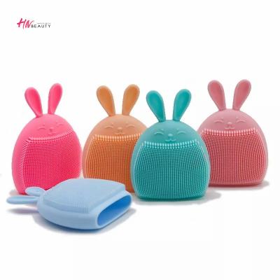 China Portable Rabbit Silicone Scrub Bath Sweep Silicone Face Scrubber Manual Handheld Facial Massage Deep Cleansing Cleaning Brush for sale