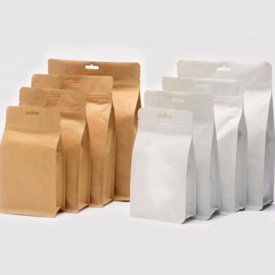 China Biodegradable Eco Zipper Lock Food Packaging Bag Recyclable Coffee Pouch Flat Bottom Zipper Paper Packaging Bag for sale