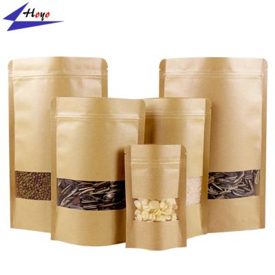 China Wholesale Multi-application HOYO 3 Sides Seal Kraft Paper Bag, Kraft Paper Low Price Die Cut Bag With Clear Window* for sale