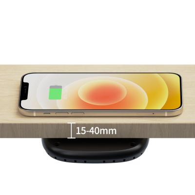 China Mobile Phone 40mm Bottom Wireless Charger Under Invisible Table Padding Built-in Furniture Embedded Desk for sale