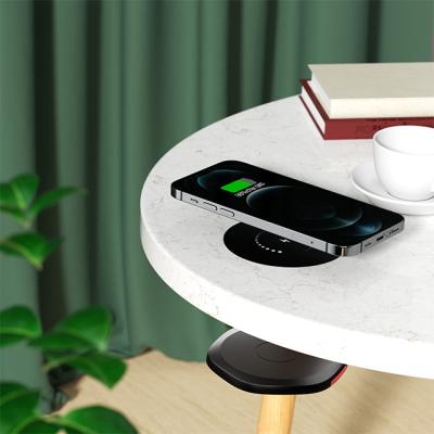 China Mobile phone 10W flame retardant material surface fast charging bottom wireless charger inserted under desk chaeging for iphone 12/13 for sale