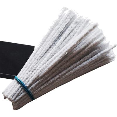 China Cotton+Iron Yarn Custom 100 Pieces Bending Pipe Cleaner Tobacco Cotton Plush White Chenille Yarn for sale