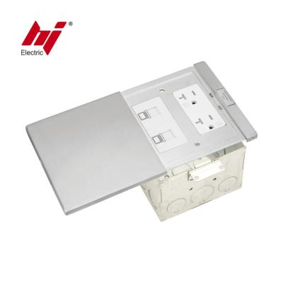 China Easy Installation Ultrathin Flat Push Stainless Steel Outlets Floor Electrical Box for sale