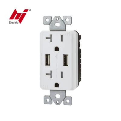 China Easy Installation UL CUL Listed 120V 20A 60HZ USB Outlet Wall Outlet With USB Charger for sale