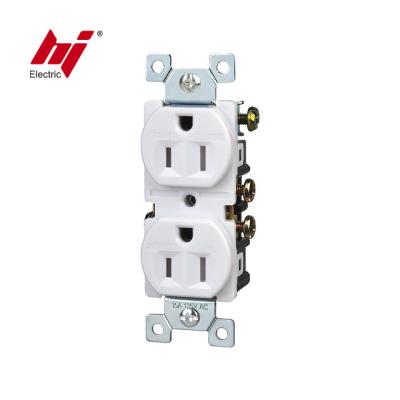 China Easy Installation 15Amp 125V UL Approval Standard Duplex Receptacle Residential Grade 2 Pole 3 Wire Ground Tamper Resistant Receptacle for sale