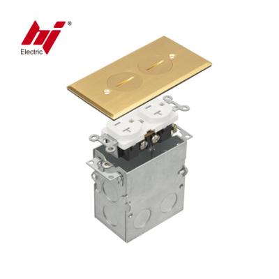 China Easy Installation UL Listed Floor Cover Assembly Brass Recessed Rectangular Single Floor Box Series for sale