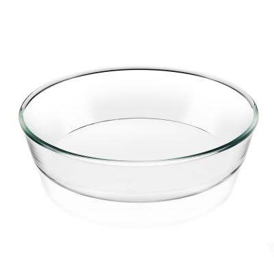 China High Borosilicate Glass Baking Dish Glass Baking Cake Pan Safe Viable High Temperature Glass Pie Pan for sale