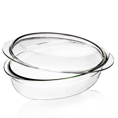 China Hot Sale Factory Heatable ISO Borosilicate Glass Heating Casserole With Glass Lid for sale