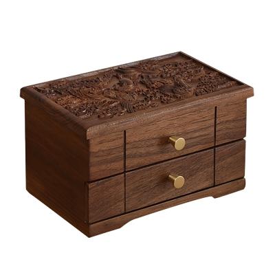 China Custom Handcrafted Black Walnut Quality Jewelry Wooden Storage Box for Cufflinks for sale