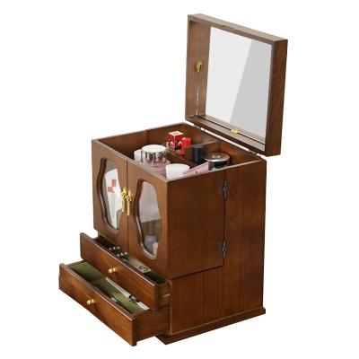 China Handcrafted Multi-Function Holder Wardrobe Style Jewelry Organizer Cosmetic Solid Wood Box Fixing for sale