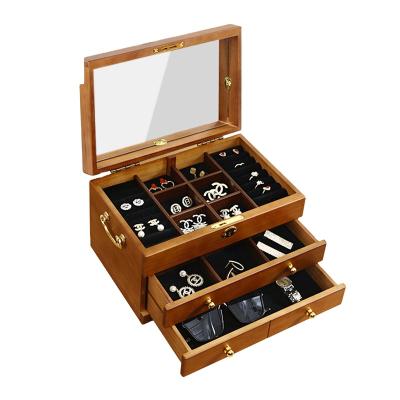 China 2021 Handcrafted New Customized Luxury Wooden Watch Jewelry Storage Box With Lock for sale