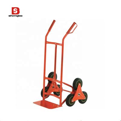 China Warehouse Strong Hand Push Platform Trolley Six Wheel Hand Cart for sale