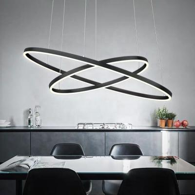 China Modern Suspension Round Black Aluminum Circle Led Pendant Lamp for sale