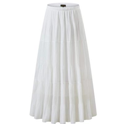 China New Plus Size Women's High Waist Flared Long Pleated Skirts Long Elegant Maxi Skirt for sale