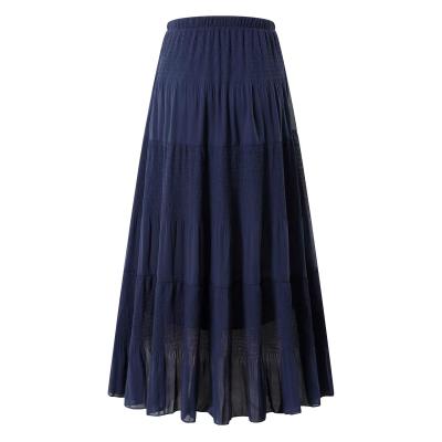 China Plus size 2022 wholesale chiffon pleated skirt dresses elegant woman summer plus size skirts for sale