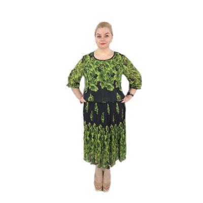 China Plus Size Plus Size Women's Floral Print Dress Ladies O-Neck Dress for sale