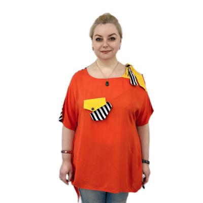 China Wholesale Plus Size Anti Pilling Pleated Blouses For Women Patchwork Top for sale