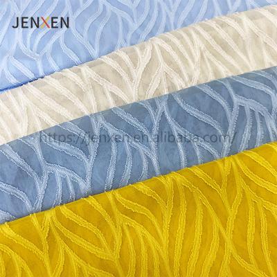 China Factory New Anti-Static Jacquard Chiffon Fabric Plant Plankton Jacquard Dress 100% Polyester Fabric for sale